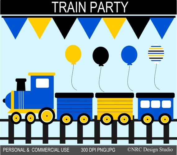 Train Party Clip Art Graphics - Digital Clipart Commercial Use - Instant Download Il_570xn