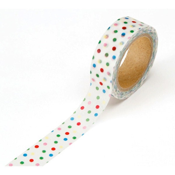 Multi Colored Polka Dots Japanese Washi Tape - Scrapbooking Paper Craft Party Supplies Il_170x135