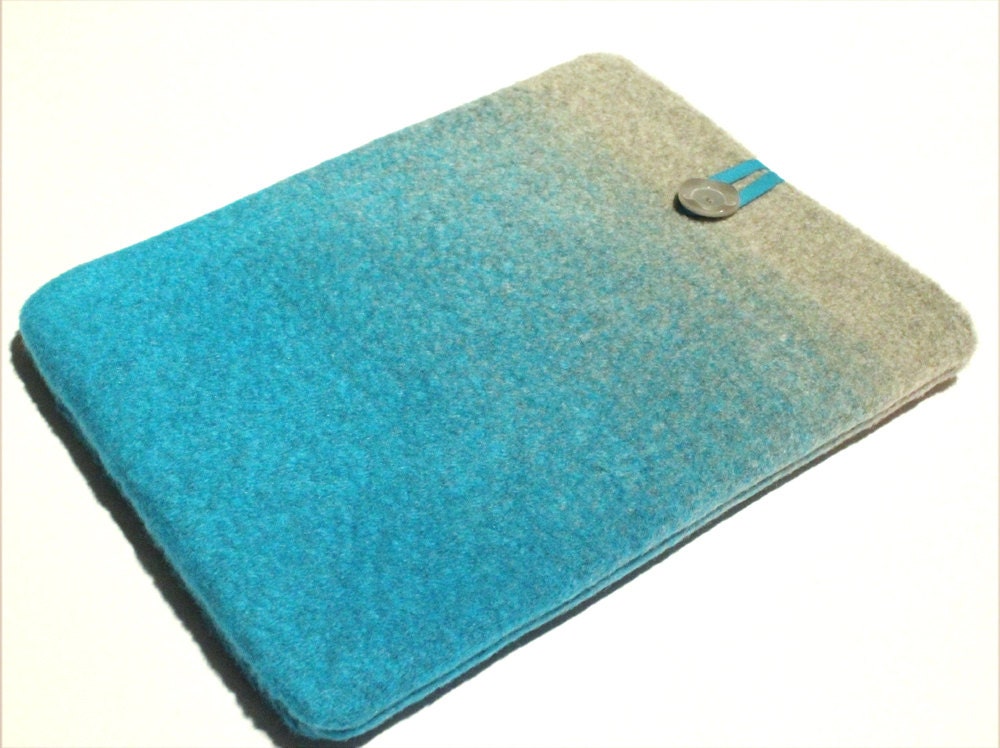 IPad , cover, case, sleeve, padded, turquoise, grey, ombre, wool
