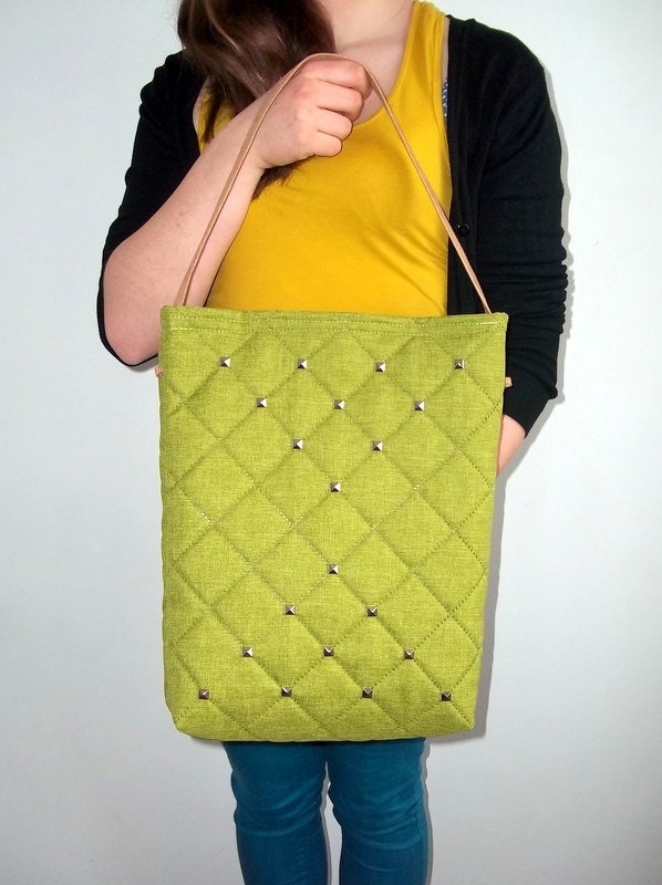 Shoulder Bag, HOBO,Quilted fabric, Green Bag, Spring Bag, Summer Bag,  Birthday,Gift Tote Bag, Purse Bag,