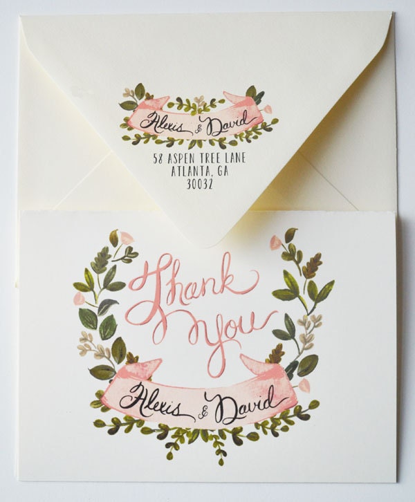 Custom Thank you wedding note cards/Custom set of 25/ Monogram