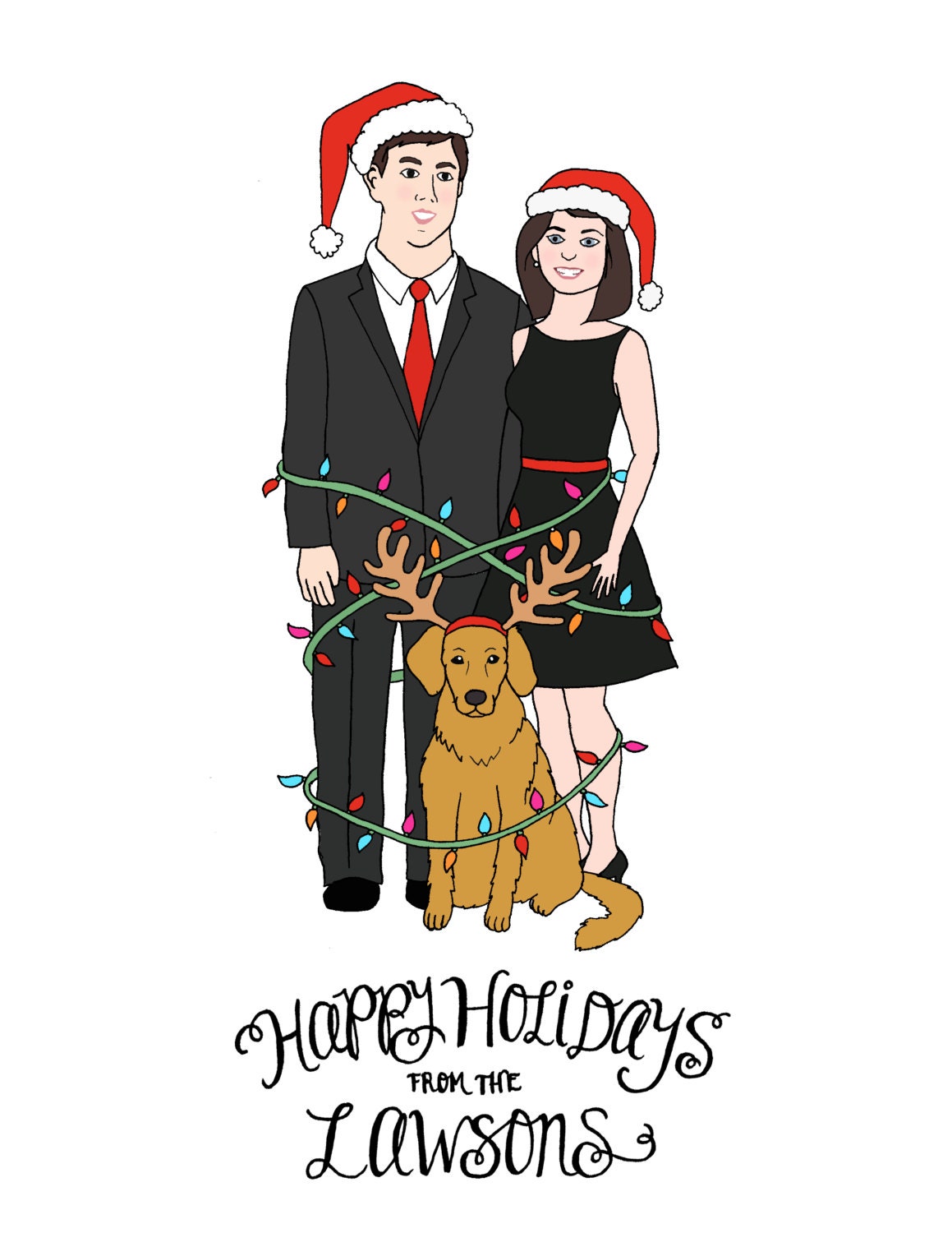 Custom Illustrated Holiday Card (Digital File)