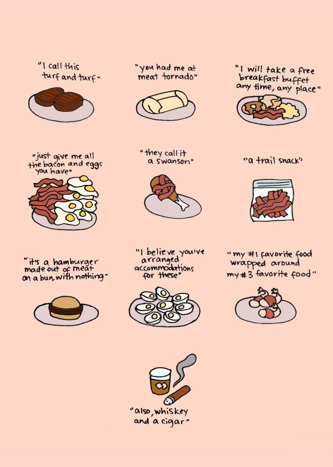 Foods of Ron Swanson 5x7 Print