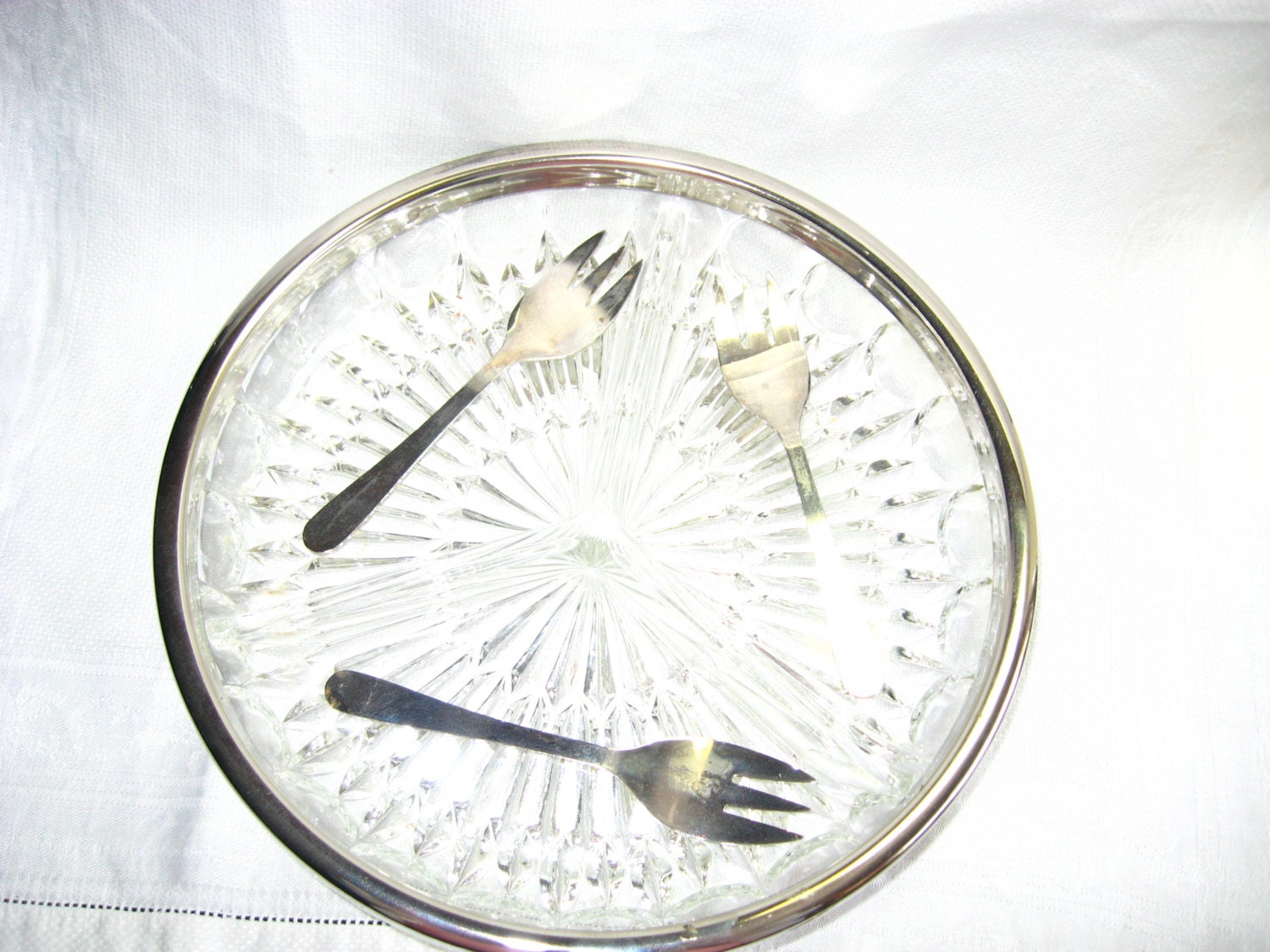 Towle silver divided dish with forks mad men wedding party shabby chic epsteam