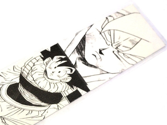 Son Goku Bookmark inspired by Dragon Ball Z dragonball Vegeta Kid Gohan Bulma Krillin Tien Trunks OOAK Laminated DBZ capsule corp
