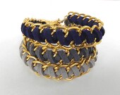 Trendy friendship bracelet with gold chain, suede cord, stackable bracelet