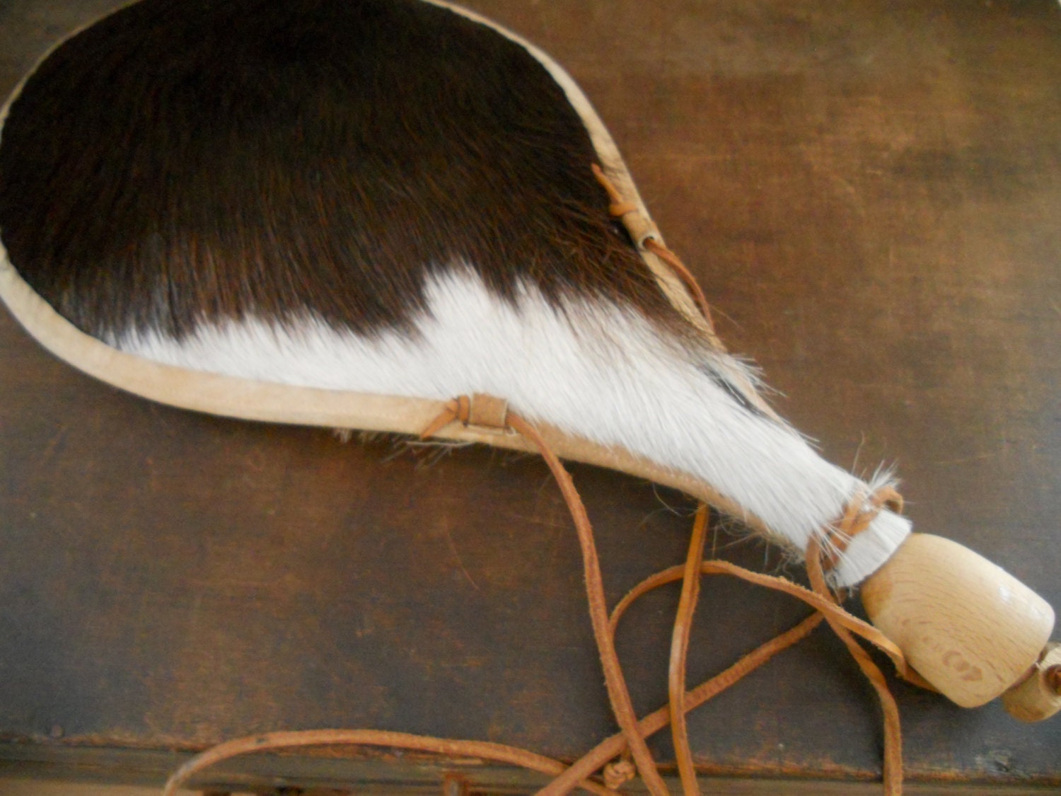 Vintage natural deer fur leather drinking flask Leather water bag Leather bottle Handmade fur bag Gift for him