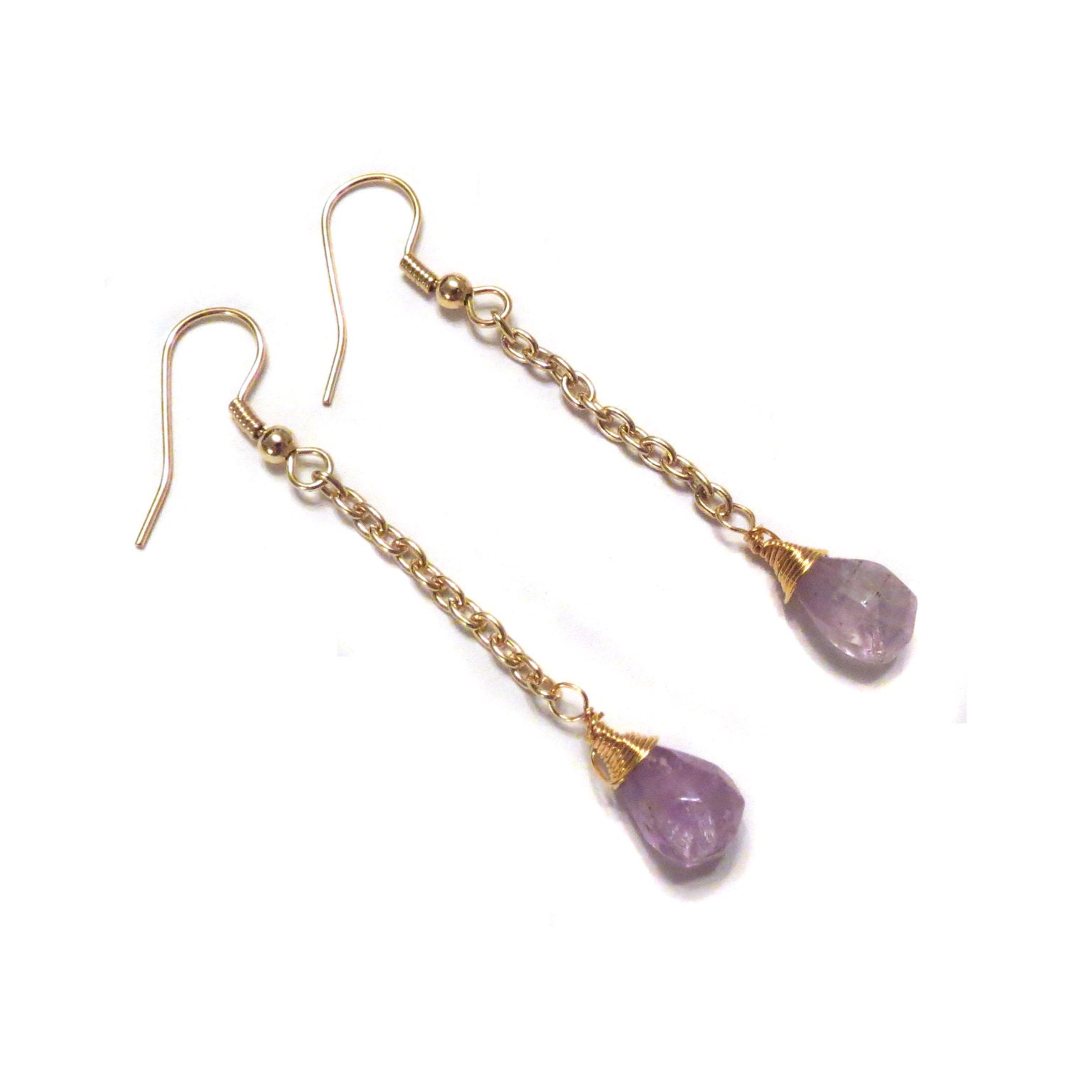Amethyst Earrings - Gold Chain Earrings - Gemstone Earrings