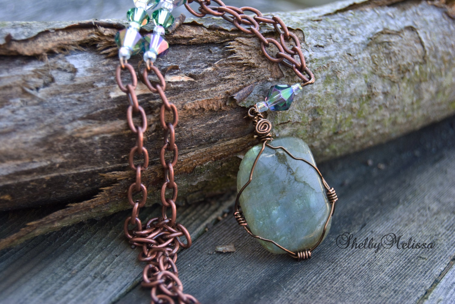 Copper and Brass Labradorite Necklace