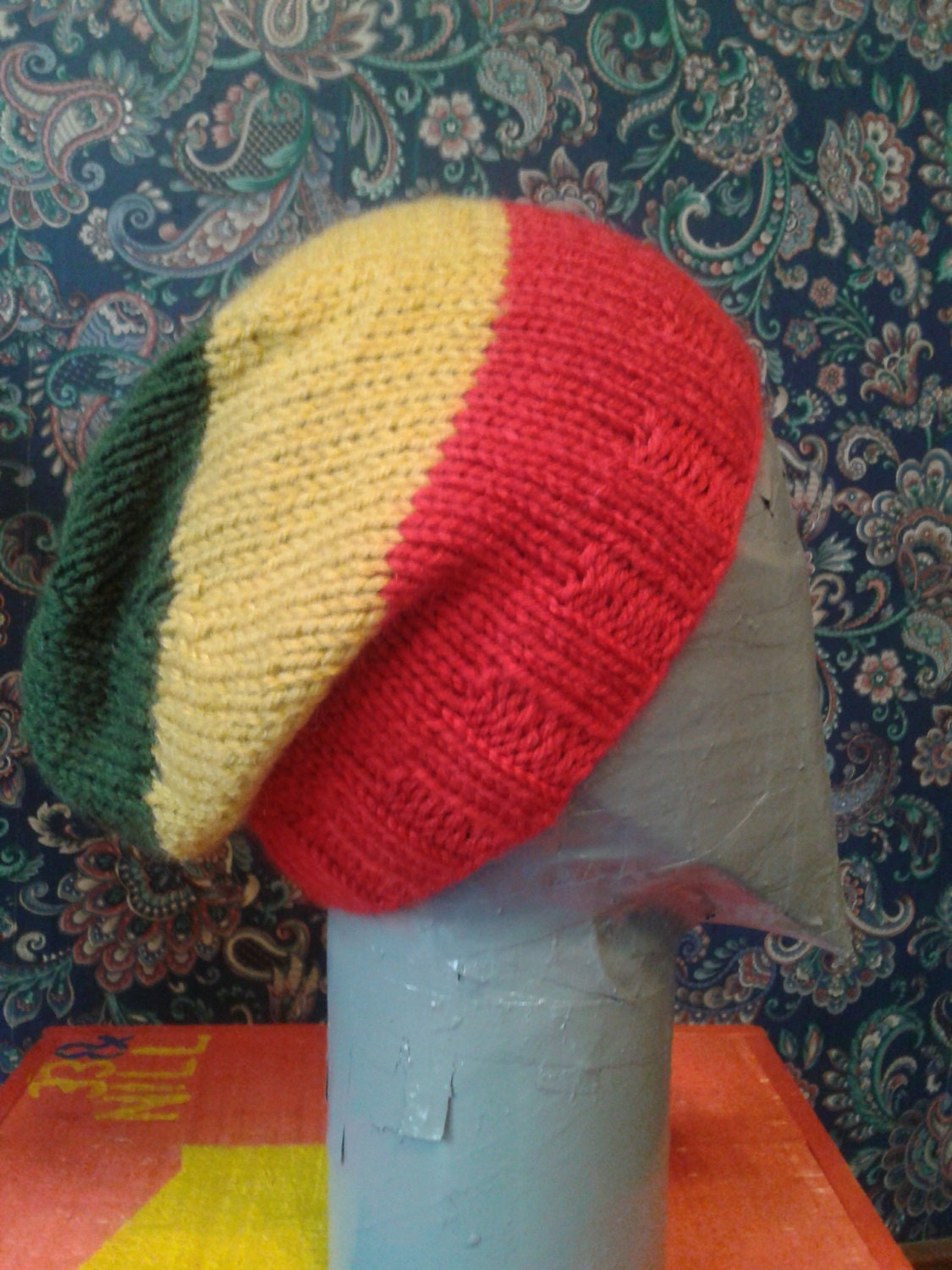 Rasta Colored Knit Slouchy Hat