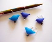 Blue bird stitch markers (set of 4), UK seller