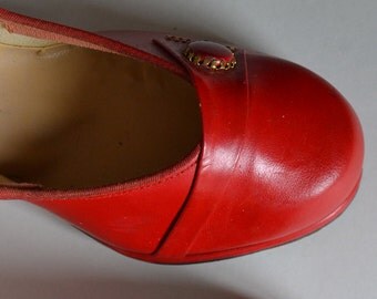 1940s Shoes / Red Shoes / Red Babyd oll Shoes / Red Pumps / 40s Heels