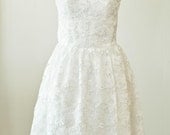 Embroidered Lace Short Wedding Dress - Size Medium