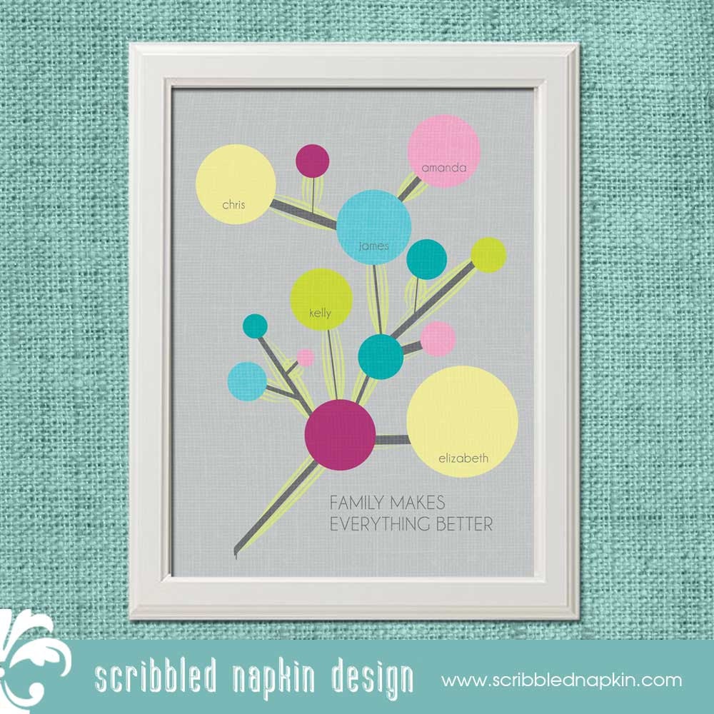 Family Makes Everything Better Poster/Family Tree with Names - Personalized 11x14