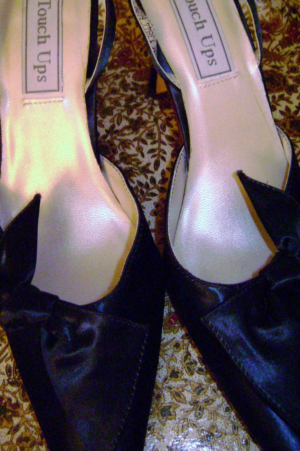 SALE. Size 8 and a half, .Touch ups brand shoes Mother of bride, Prom, formal, or Bridal party, Satin Royal blue mules with bow, low heel
