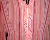 Size 14, Axcess by Liz Claiborne sheer orange shades tie long sleeve blouse with ruffle bottom sleeve