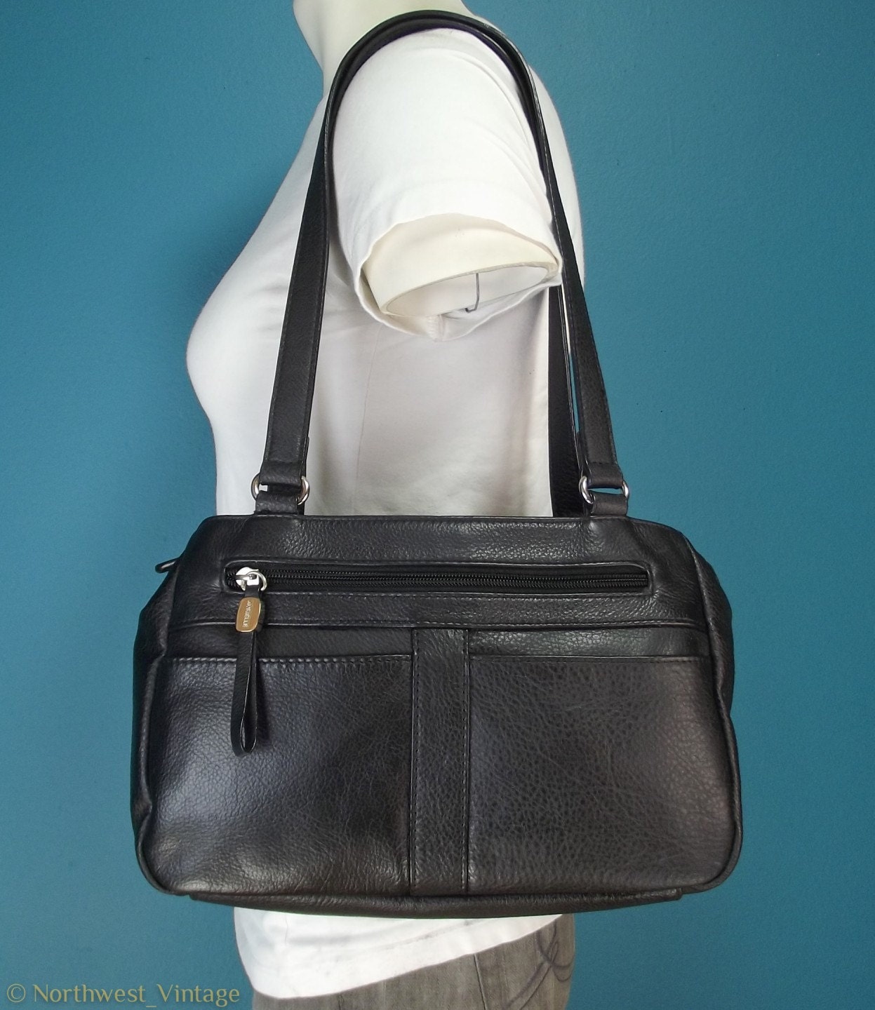 Items similar to Aurielle Black Leather Shoulder Bag Handbag Purse on Etsy