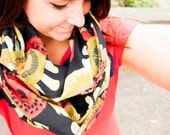Dashing Black Floral Infinity Scarf