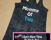 Mommy. Don't have time to workout, make time. Glitter. Bow. Tank. Racerback. Size S-2XL. Burnout. Black. Exercise. Workout. Fitness. Mom.