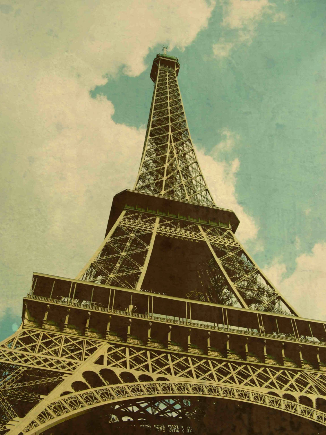 Eiffel Tower Vintage Photograph, Paris, France , 9 x 12"