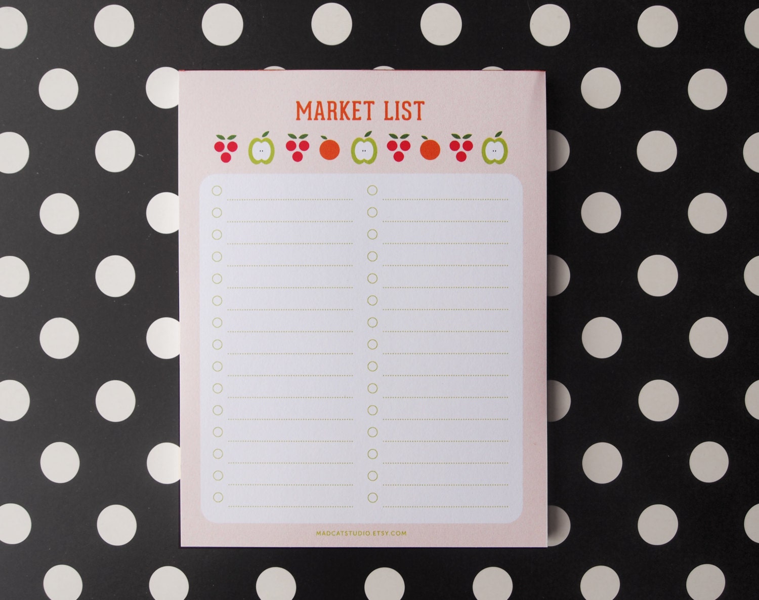 Fruity Fresh Compact Market List Notepad with Magnetic Backing