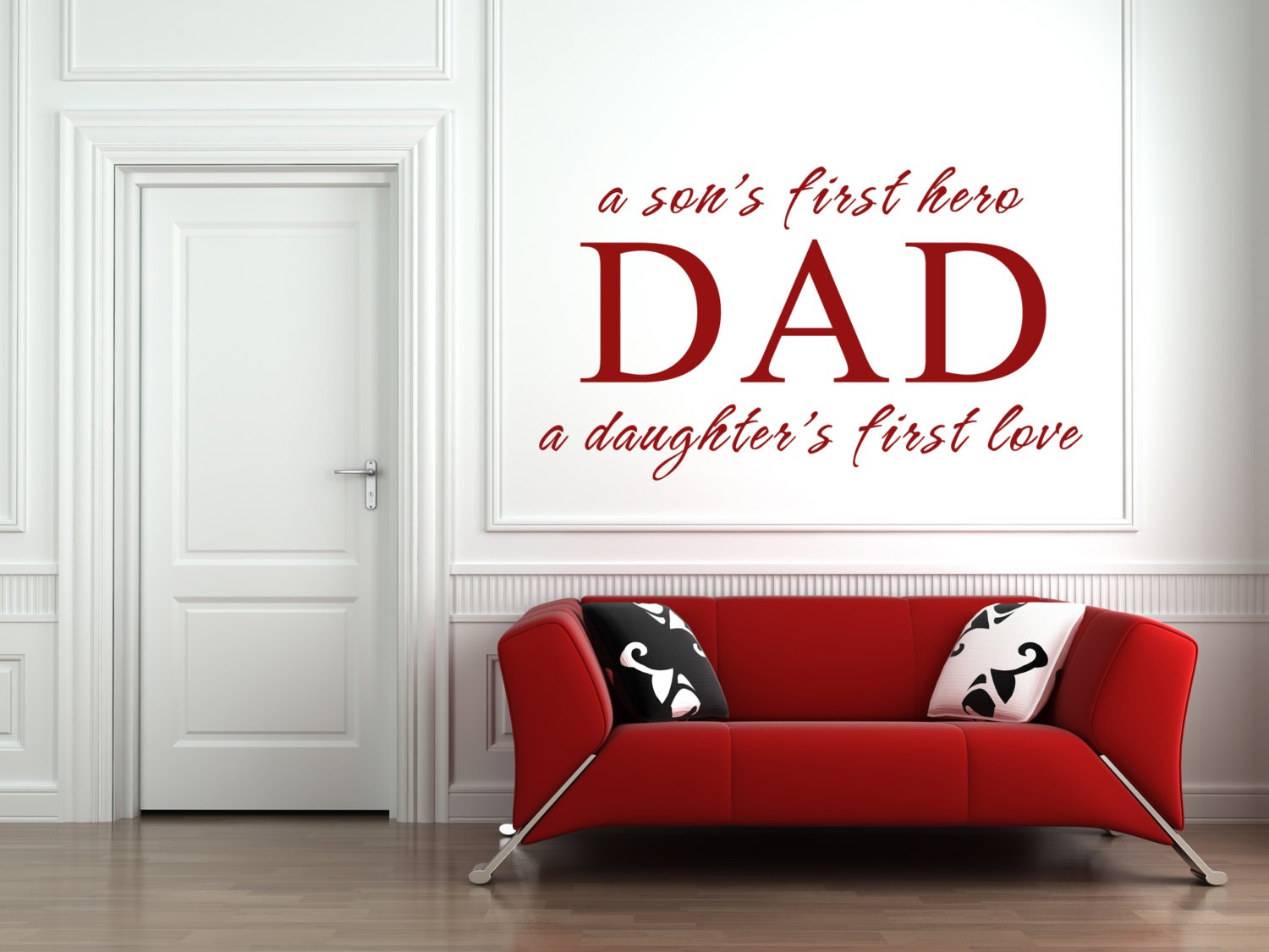 20"x35" (Medium) - Dad, A Son's First Hero, A daughter's First Love - Love Home Family Vinyl Sticker Art Lettering Wall Decal Quote Saying