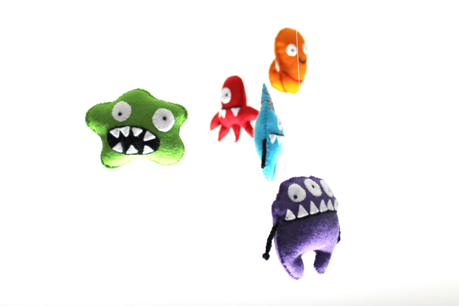Monster Hanging Mobile - Handmade Felt Monsters - Baby Nursery/Playroom/Children's Room Decor/Toy
