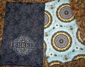 Monogrammed Bees Kitchen Dish Cloth Towel Set, Personalized Wedding Shower Gift with Monogram