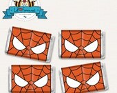 INSTANT DOWNLOAD - Cute Spiderman - Hersheys Miniatures - 1.5x3 Candy Bar Labels Favors - Personalized SuperHero Printable PDF Wrappers