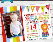 Circus/Carnival Birthday Party Invitation - Invite Card - Personalized Photo invitation - Printable PDF In-16