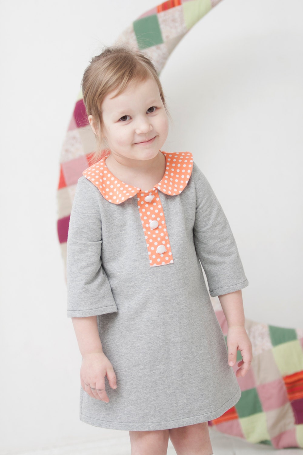 Girls dress Peter Pan collar dress A line dress Spring dress children clothing Size 1-5 years