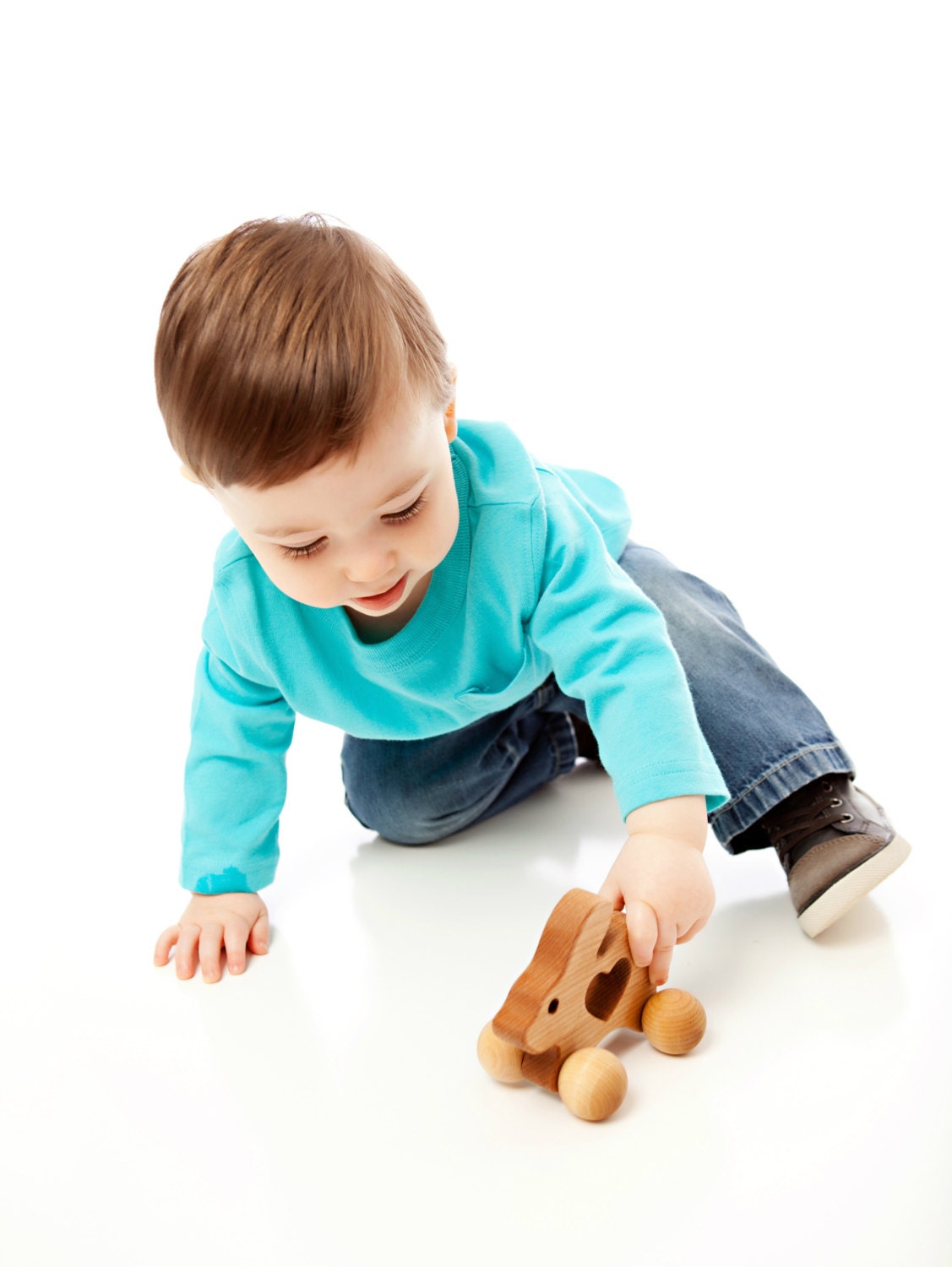 Bunny Push Toy - Waldorf Wood Animal Toy -  Natural Rabbit Push Toy for Babies and Toddlers - Montessori Inspired Eco-Friendly Play