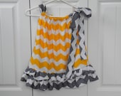 The Yellow & Grey Chevron Ruffle Dress for girls -- Pillowcase Bow dress -- Made to Order -- You Chose the Size