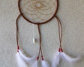 Dark Brown and White Dream Catcher - Sweet Dreams (8in ring 23in length)