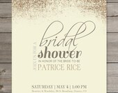 Bridal Shower Glitter Invitation PRINTABLE 5X7 Digital File