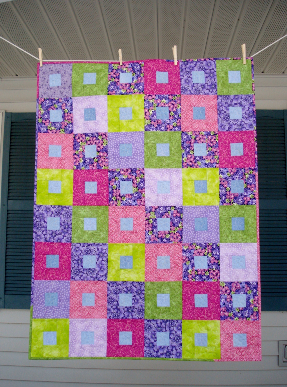 Custom Baby Quilt made with recycled upcycled denim jeans and cotton fabrics