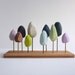 Paint Swatch forest miniature sculpted trees in pastels and jewel tones