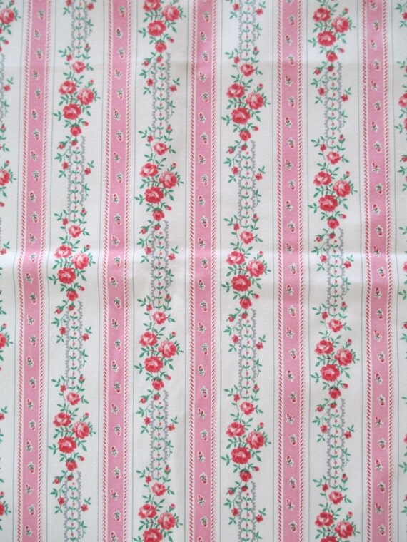 Vintage Pink Pillow Ticking Cover Striped Floral by AStringorTwo
