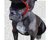 Graduation Bulldog Wall Art Giclee Print Acrylic Painting Illustration Dog Print Graduation gift Frenchie Pug Wall Hanging Wall Decor