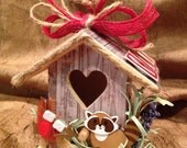 Rustic Handmade Wooden Birdhouse Ornament Decoration for HIM - FATHER'S Day, Birthday Gift for Outdoor Man - Fun w Fish, Hunt, Camp (BH205)
