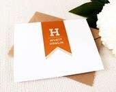 Personalized Notecard Set - Monogram Flag - Set of 8 Folded Personalized Stationery / Stationary Cards - Modern, classic