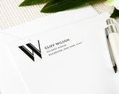 Personalized Notecard Set - Modern Monogram Letterhead - Set of 12 Flat Personalized Stationery / Stationary Cards - Professional Business