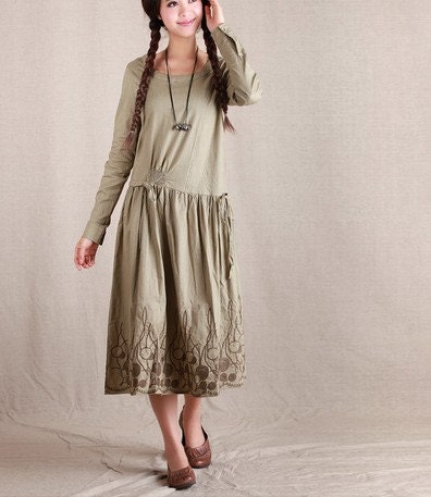 Apricot skirt/Dress With Belt/Party Dress/Romantic Dress/Wedding Party Dress/Formal Dress/Cheap Dress/Elegant Dress/Long Sleeves Dress
