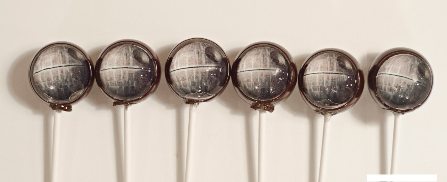 6 Death Star Lollipops is 1.5 inches.