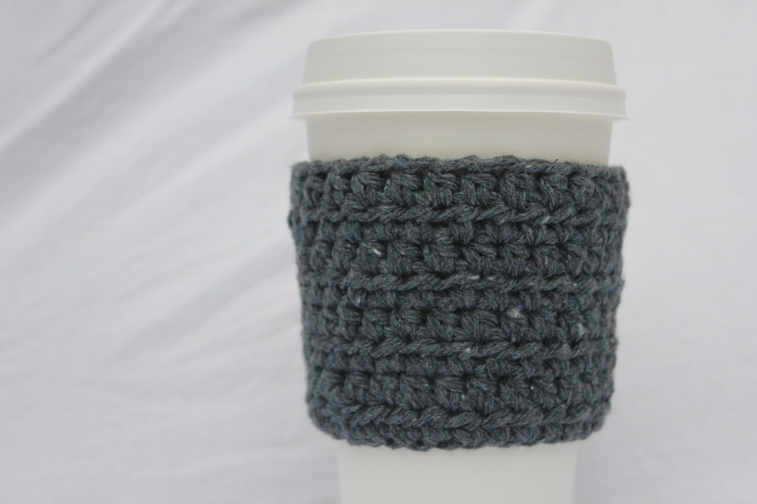 Recycled Denim Cup Sleeve, Recycled Crochet Cup Cozy, Recycled Cup Cosy