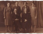 Art nouveau family portrait in sepia - Antique french postcard, real photo, snapshot, photograph, rppc - 1920's - P43
