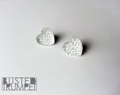 Clear White Heart Rhinestone Cluster Earrings - Valentine - Wedding Bridal Party or Bride - Surgical Steel Posts