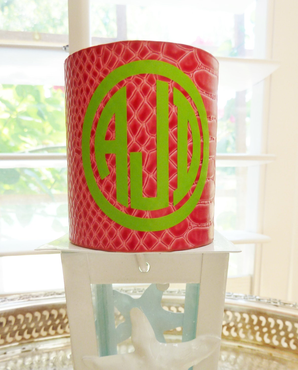 Monogrammed Genuine Leather Cuff Bracelet