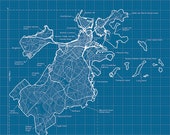 Boston Artistic Blueprint Map - MapHazardly