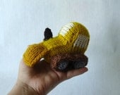 Knitted plush toy/ knit little bulldozer/ cute amigurumi buldozer / stuffed yellow buldozer/ nursery decoration